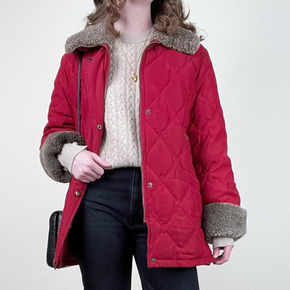 Vintage Quilted Faux Fur Chore Coat Utility Barn Jacket Field English British